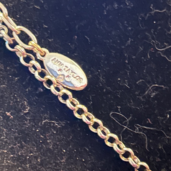 Elegant Gold blue and Silver Beaded Necklace Vintage Ann Taylor - Picture 6 of 7